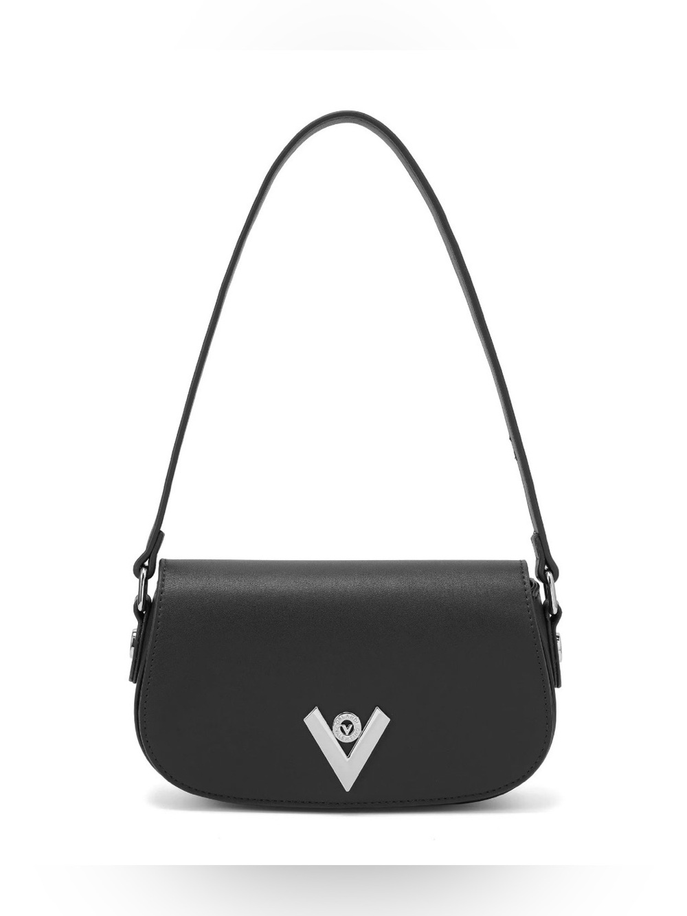 Valentino Orlandi Velora Black Shoulder Bag with Silver Accent Brand New